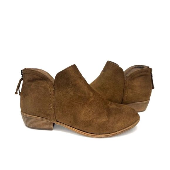 Shoes - Ninetin Gel Booties Women's 11 Brown Faux Suede Back Heel Zipper Ankle Boots